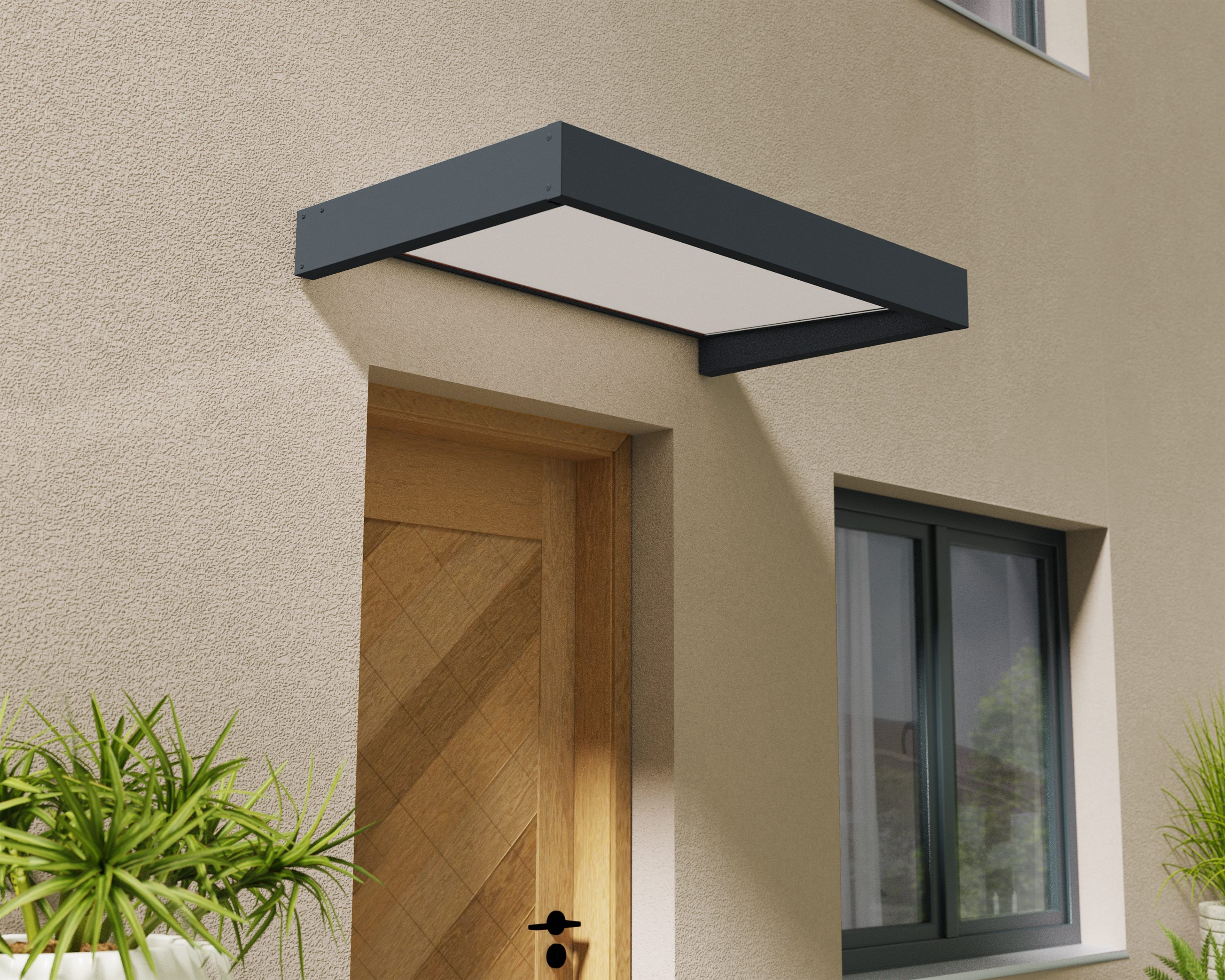 Canopia Sophia Vordach, anthrazit, wei&szlig; satiniert 160x95x17 in cm (LxBxH) - Bild 1