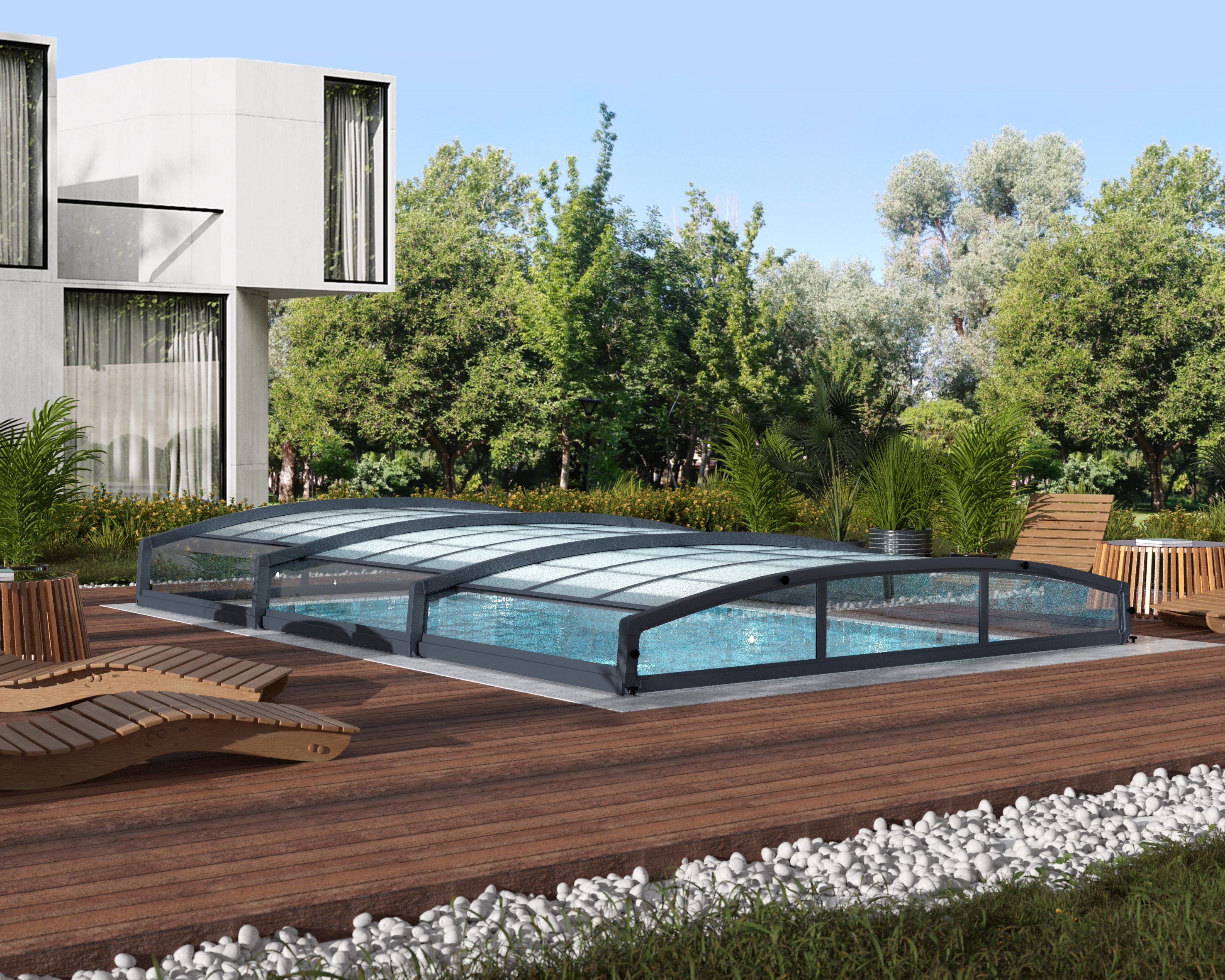 Canopia Majorca 4.5x6.7 Poolabdeckung, anthrazit, bronze - Bild 1