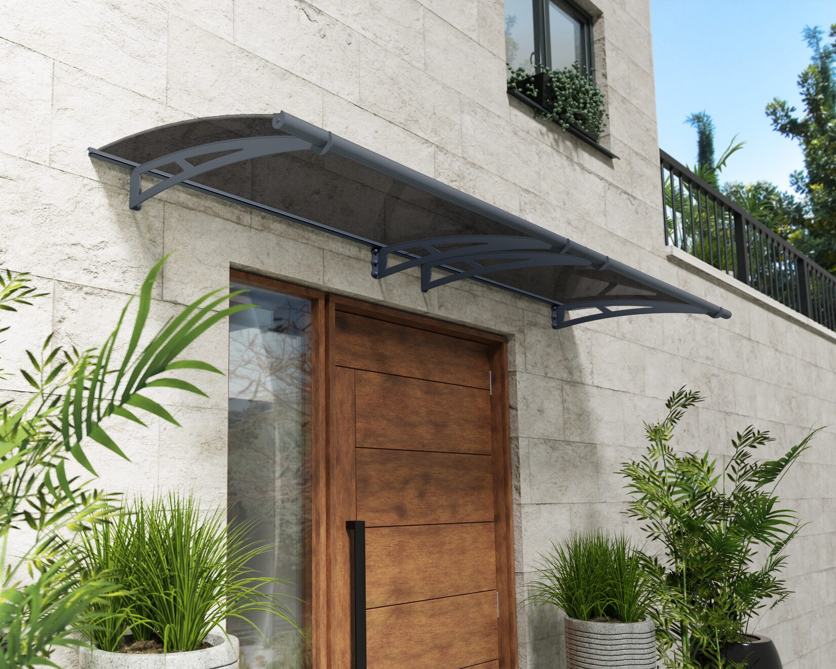 Canopia Aquila Vordach, solar grau, klar 302x91,5x17,5 in cm (LxBxH)