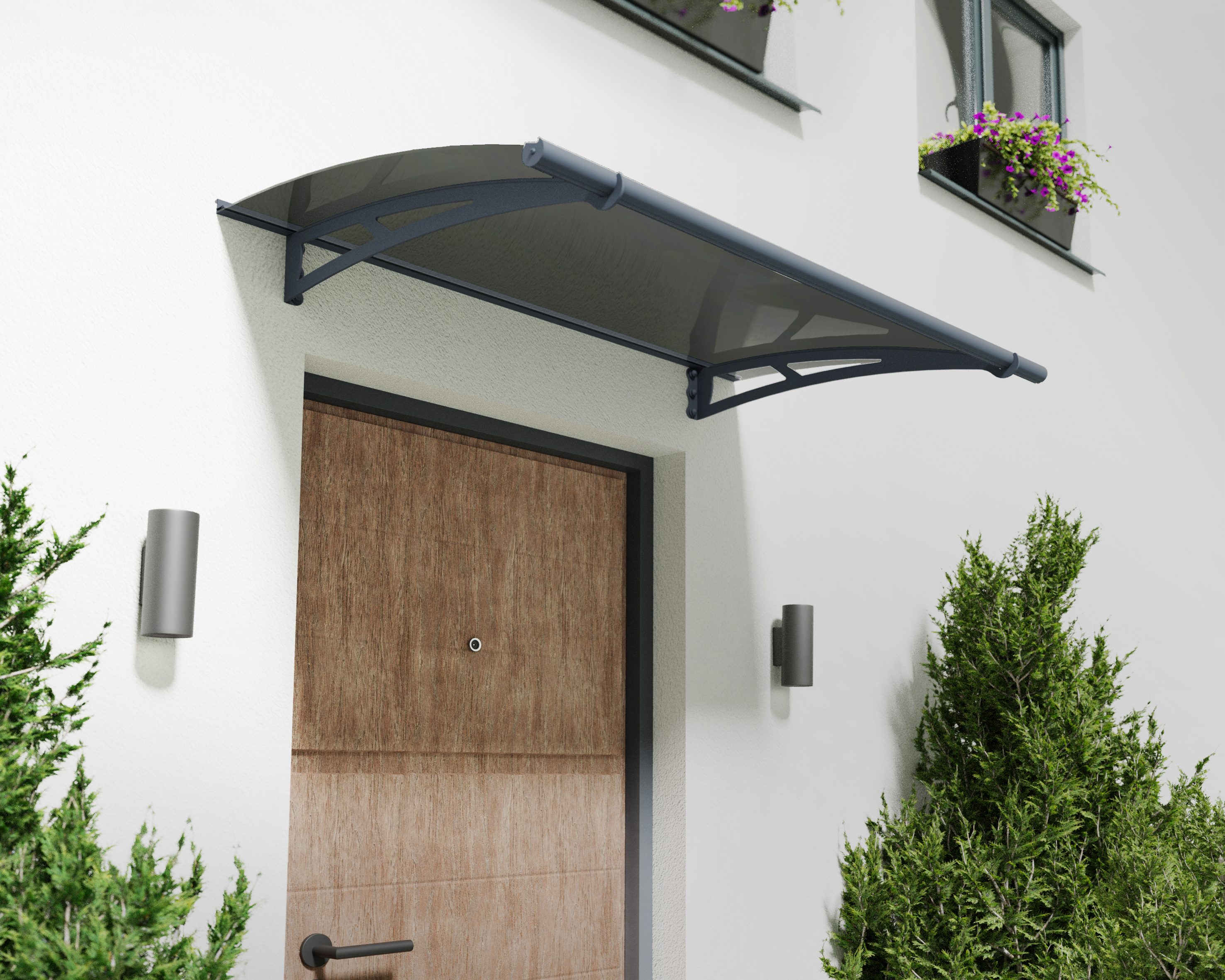 Canopia Aquila Vordach, solar grau, klar 150,5x91,5x17,5 in cm (LxBxH) - Bild 1