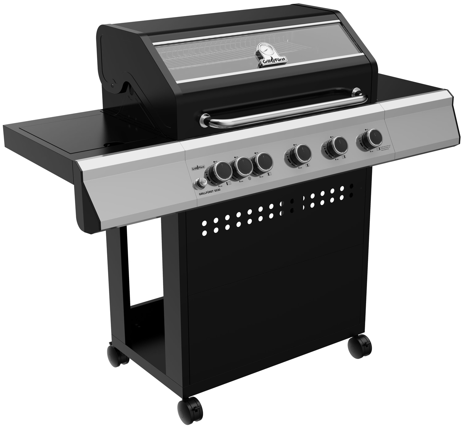Grillf&uuml;rst S530G 5-Brenner Gasgrill mit Seitenkocher und Gusseisen Rosten - Bild 1