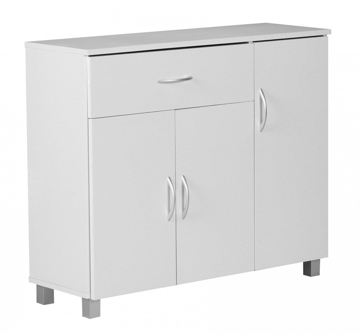 WOHNLING Sideboard Weiss 90 x 75 cm mit 3 Türen & 1 Schublade | 04250950206991