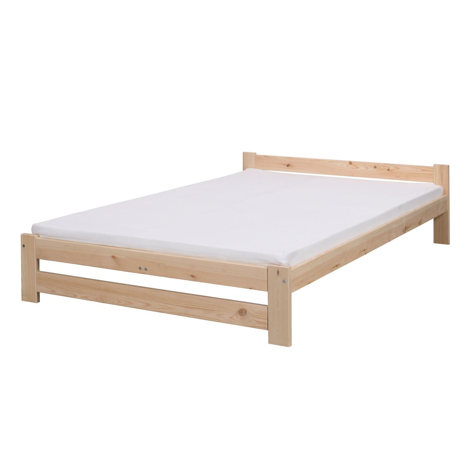 Coemo Bett Classico Holzbett Bettgestell mit Lattenrost Massivholz Kiefer 120x200 cm natur - Bild 1