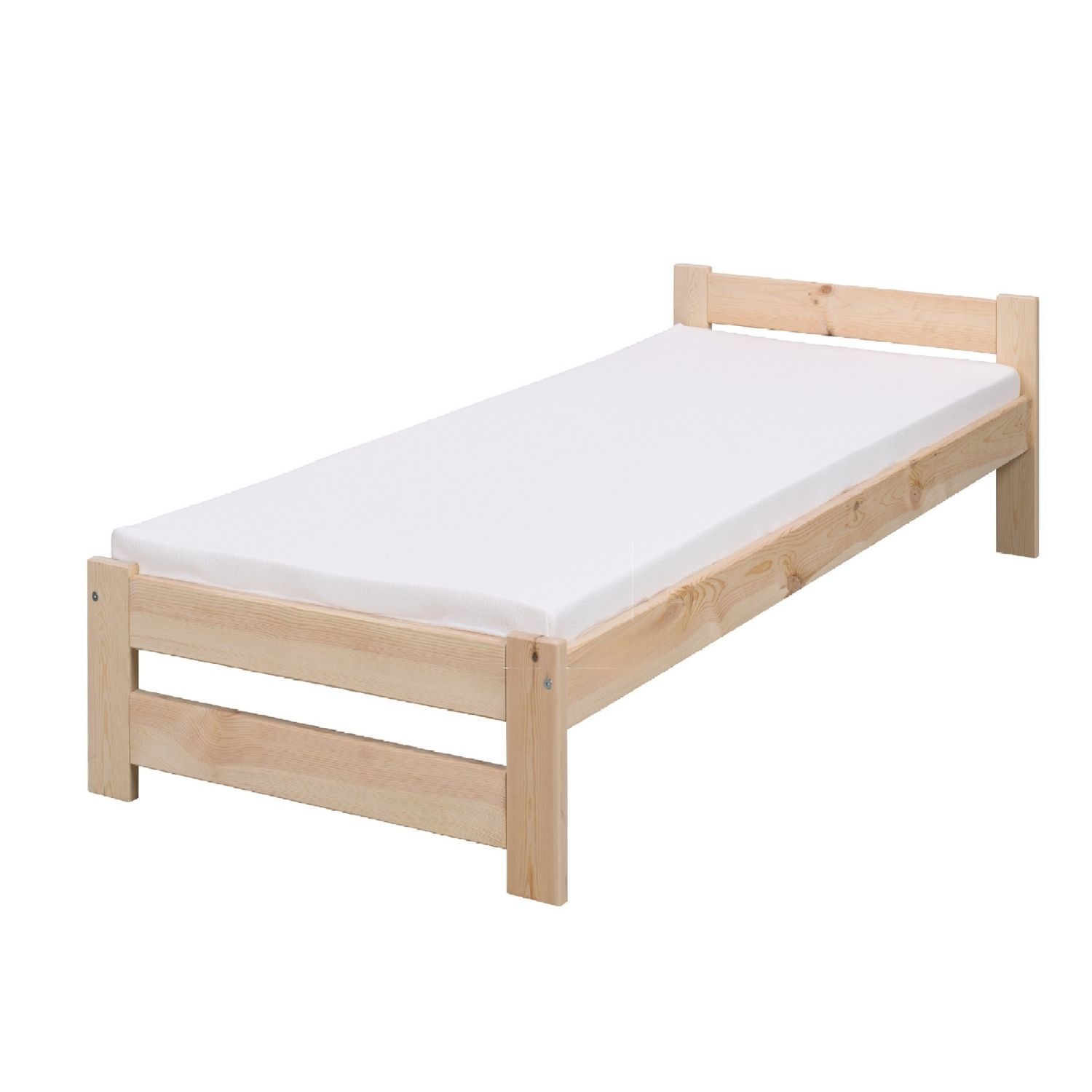 Coemo Bett Classico Holzbett Bettgestell mit Lattenrost Massivholz Kiefer 80x200 cm natur - Bild 1