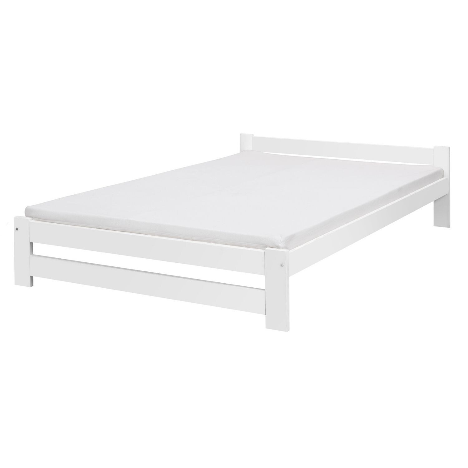 Coemo Bett Classico Holzbett Bettgestell mit Lattenrost Massivholz Kiefer 180x200 cm wei&szlig; - Bild 1