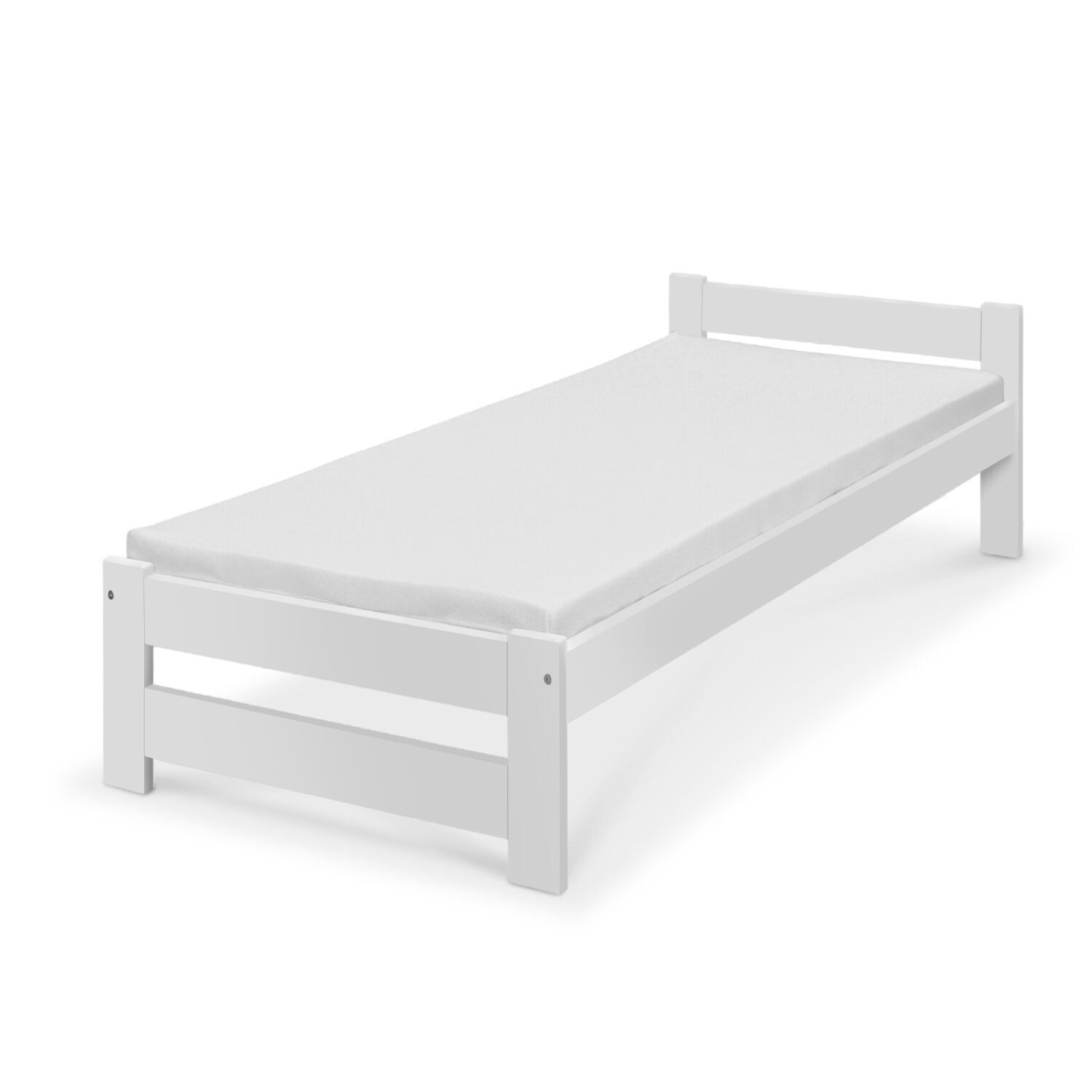 Coemo Bett Classico Holzbett Bettgestell mit Lattenrost Massivholz Kiefer 80x200 cm wei&szlig; - Bild 1