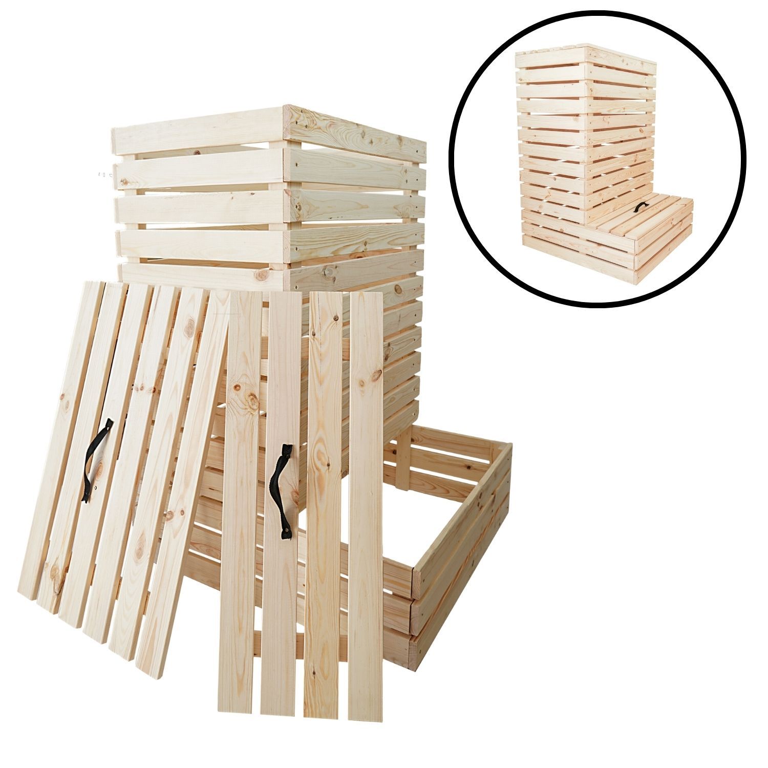 Coemo Komposter Karl mit Deckel Gartenkomposter aus Holz - Bild 1