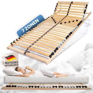 Coemo 7-Zonen Lattenrost ERGO K 90x190 verstellbar Kopfteil Härtegrad verstellbar 26 Leisten - Bild 1