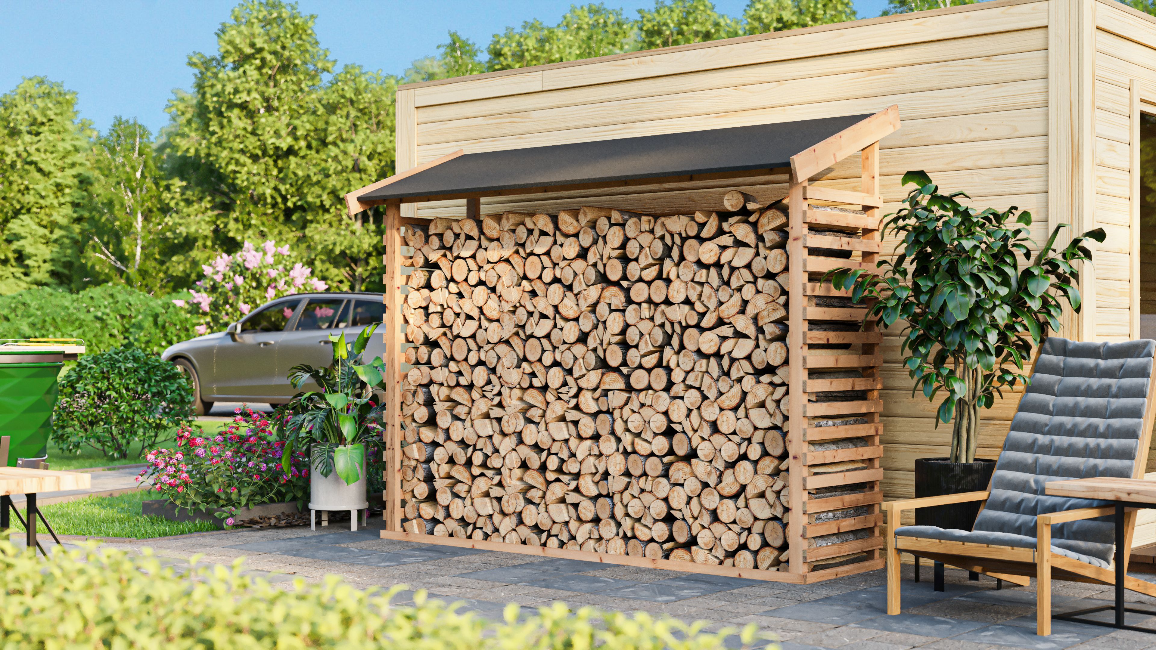 Karibu Kaminholzunterstand XL inkl. Dacheindeckung - Bild 1