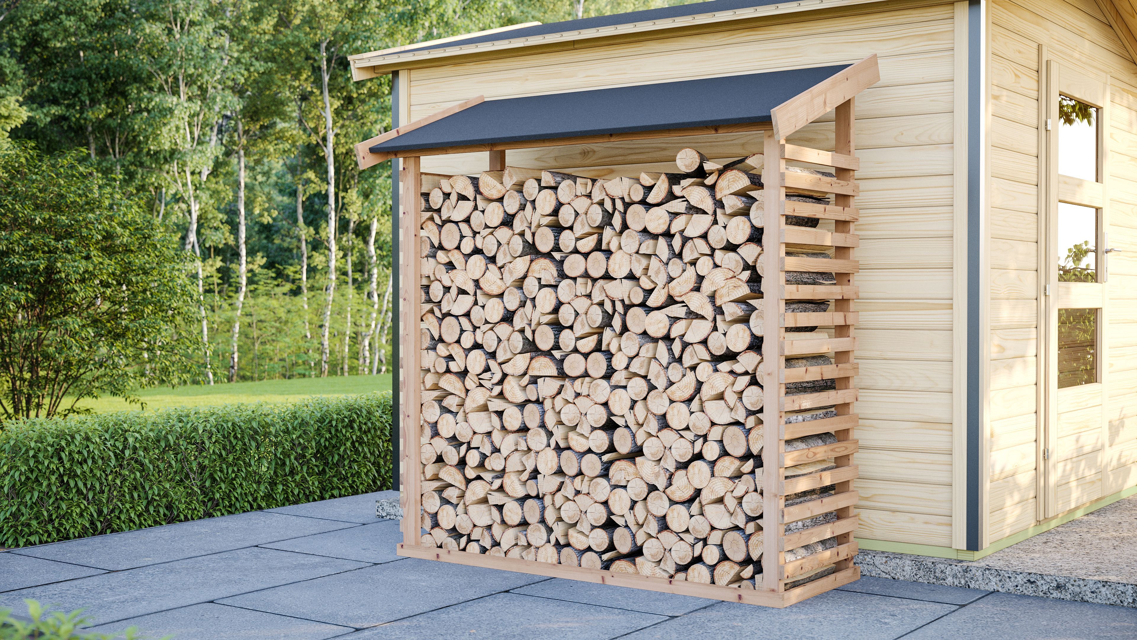 Karibu Kaminholzunterstand L inkl. Dacheindeckung - Bild 1