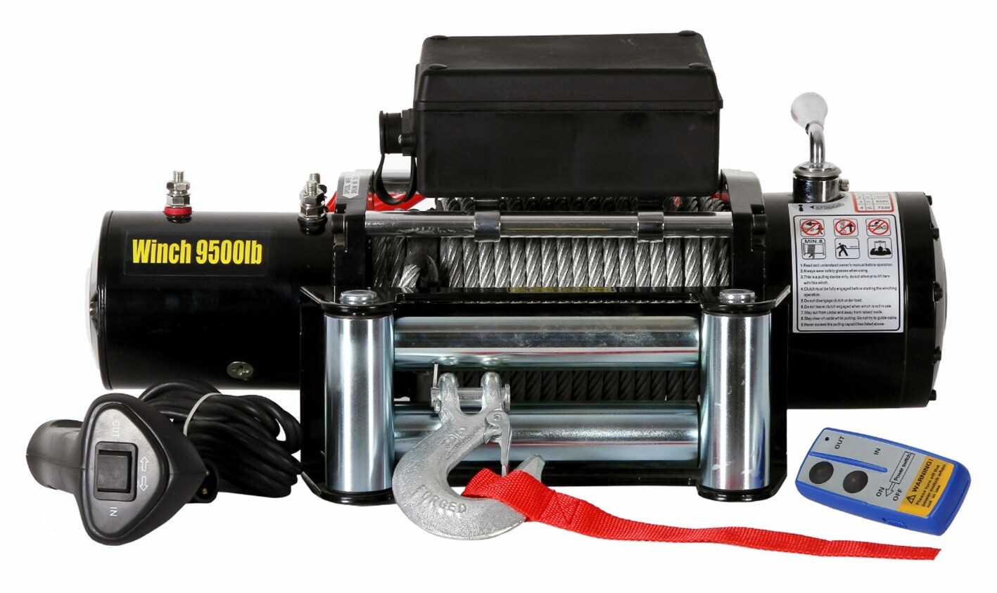 Berger u. Schr&ouml;ter Profi-Seilwinde 12 V, 5900/11800 kg mit Stahlseil - Bild 1