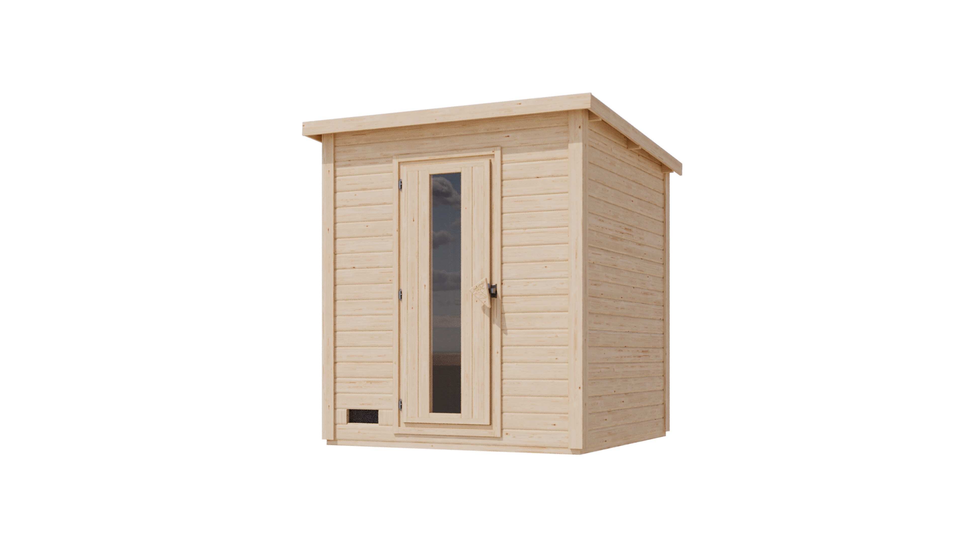 Karibu 38 mm Saunahaus Melo 2 naturbelassen mit Ofen 9 kW integrierte Strg - Bild 1