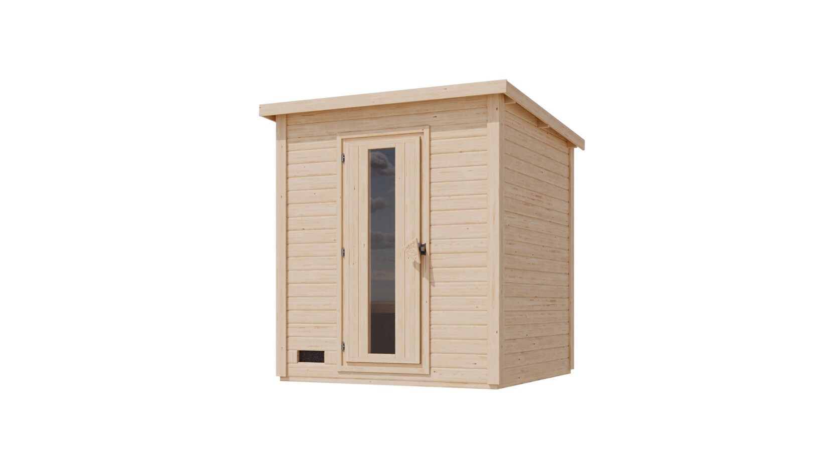 Karibu 38 mm Saunahaus Melo 2 naturbelassen mit Ofen 9 kW integrierte Strg