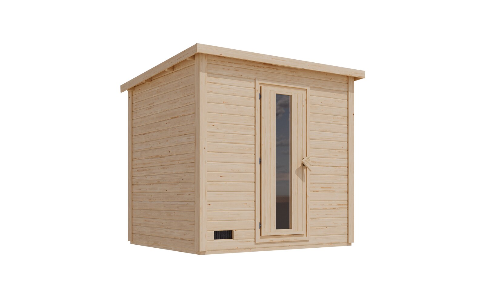 Karibu 38 mm Saunahaus Melo 3 naturbelassen mit Ofen 9 kW integrierte Strg