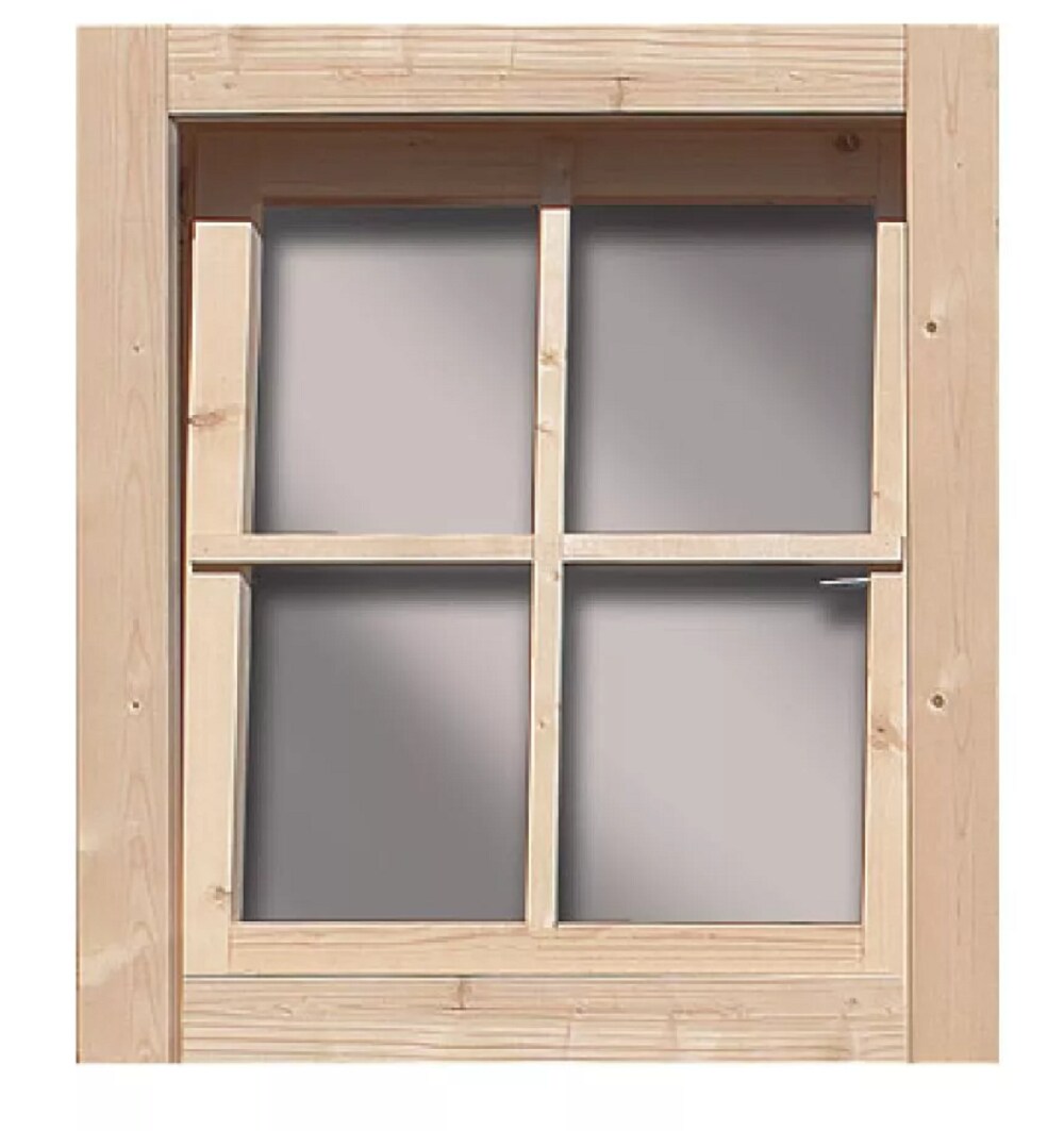 Karibu Kippfenster für Holzhäuser geeignet für 28 mm Wandstärke Echtglas