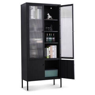 Coemo Vitrine Tokio schwarz 80x35x180cm Metall Glastüren - Bild 1