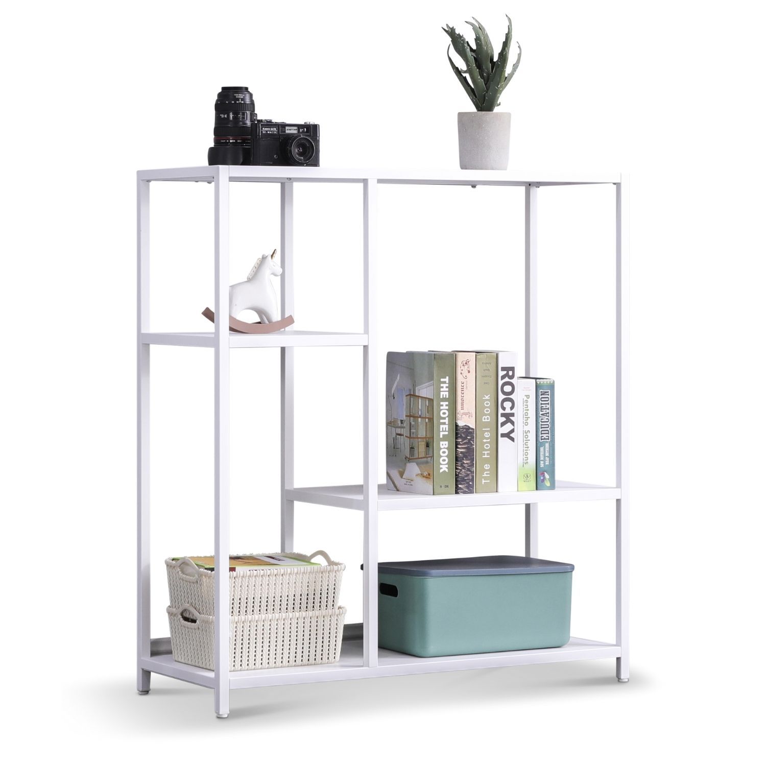 Coemo Regal Chicago Raumteiler wei&szlig; 90x35x100cm Metall 4 Ablagefl&auml;chen - Bild 1