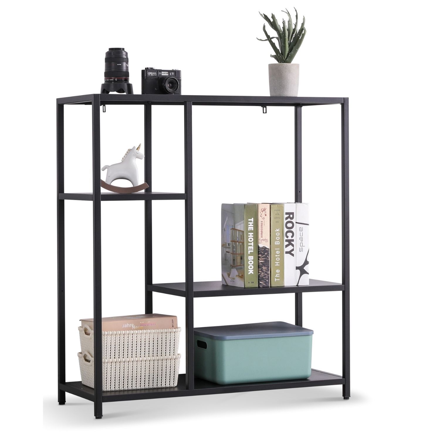 Coemo Regal Chicago Raumteiler schwarz 90x35x100cm Metall 4 Ablagefl&auml;chen - Bild 1