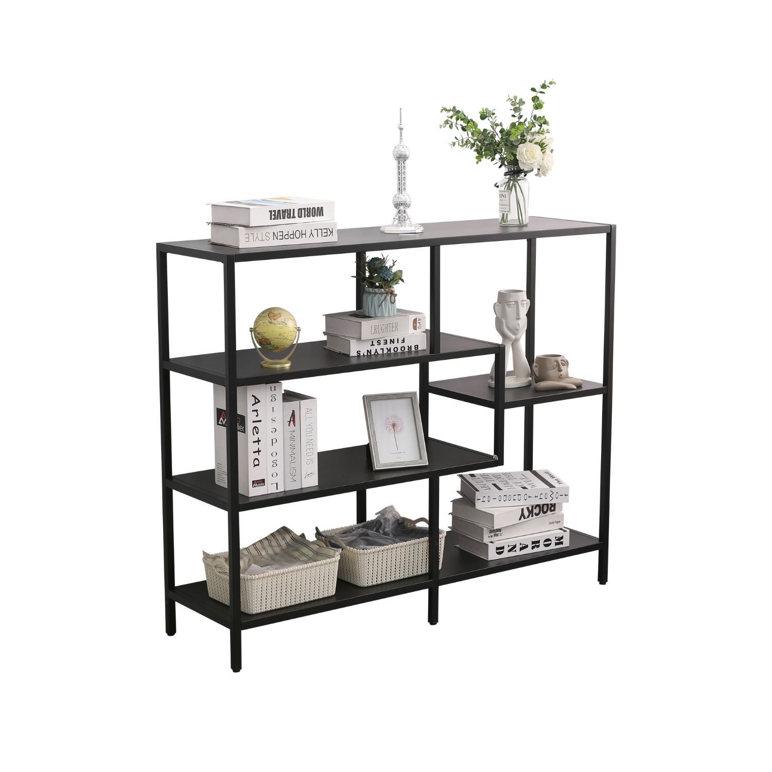 Coemo Regal Chicago M Raumteiler 120x35x100cm Metall 5 Ablagefl&auml;chen schwarz - Bild 1