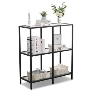 Mein-Regal Regal Glasgow 90x35x100cm aus Metall Glaseinlegeboden 2 Etagen schwarz - Bild 1