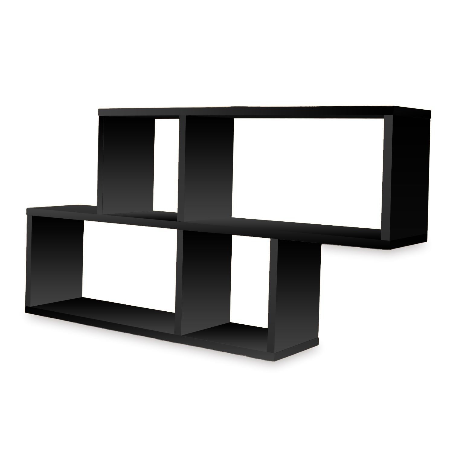 Coemo Wandregal Ernie Schwarz 100x20x53cm Holz MDF 4 F&auml;cher - Bild 1