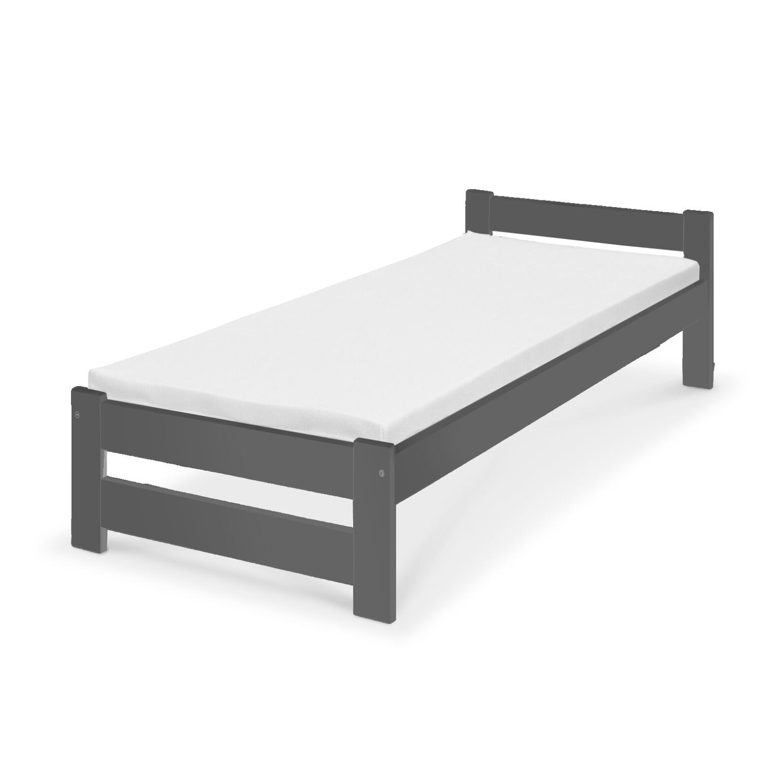 Coemo Bett Classico Holzbett Bettgestell Lattenrost Massivholz Kiefer 90x200cm anthrazit - Bild 1