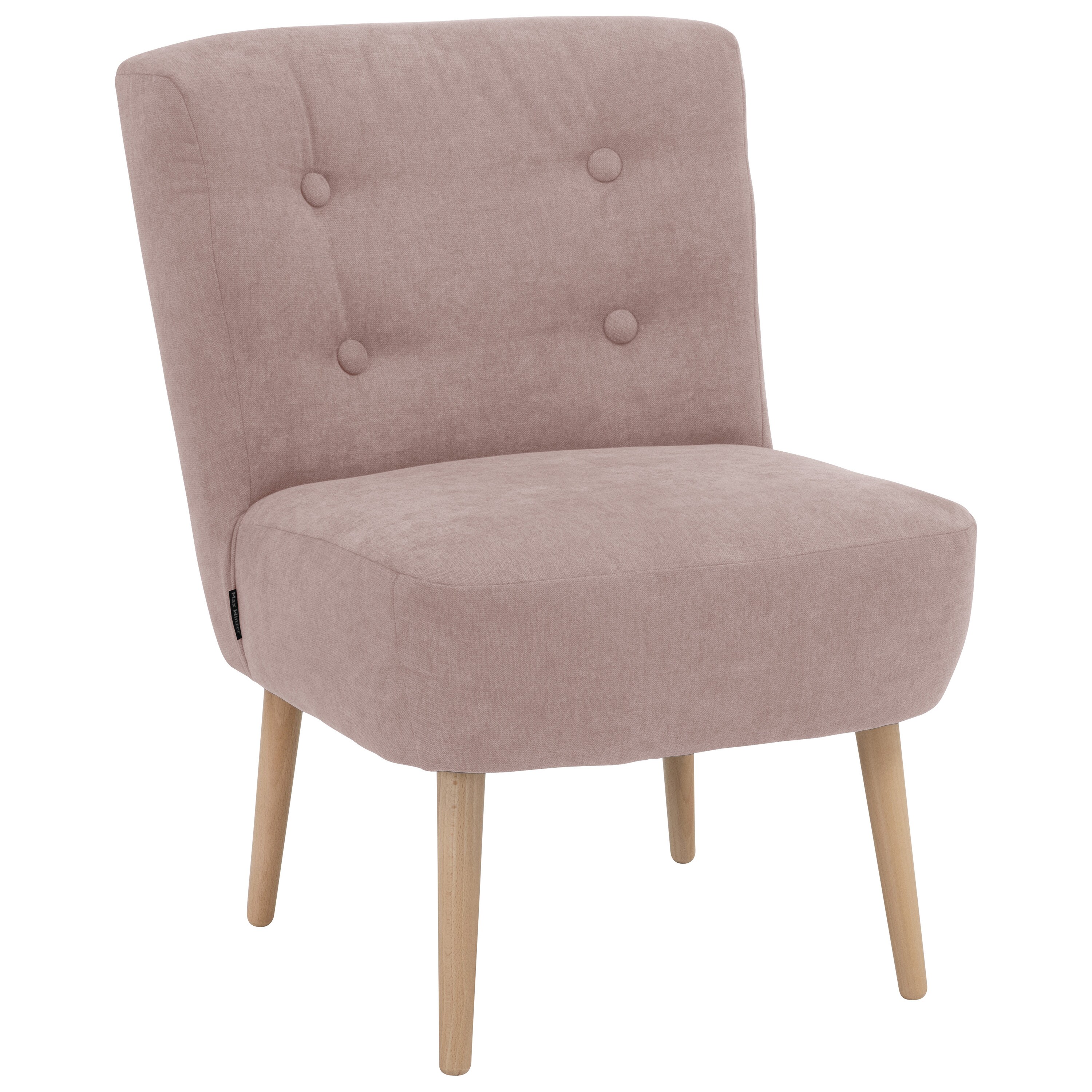 lovingHome&reg; Sessel Fiola Velours ros&eacute; Polstersessel Stuhl Relaxsessel F&uuml;&szlig;e Buche natur mittlere Sitzh&auml;rte - Bild 1