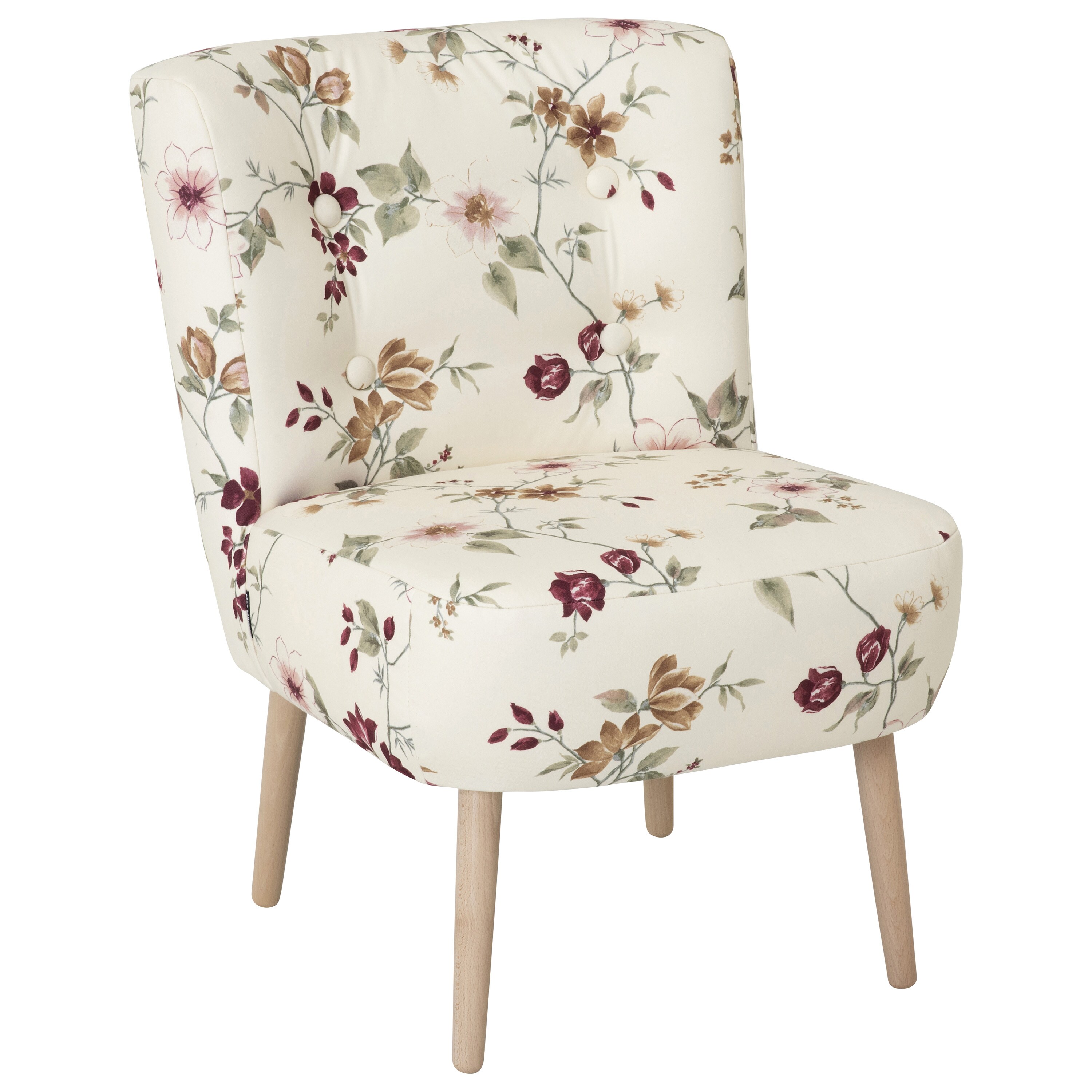 lovingHome&reg; Sessel Fiola floral Blume Polstersessel Stuhl Relaxsessel F&uuml;&szlig;e Buche natur mittlere Sitzh&auml;rte - Bild 1