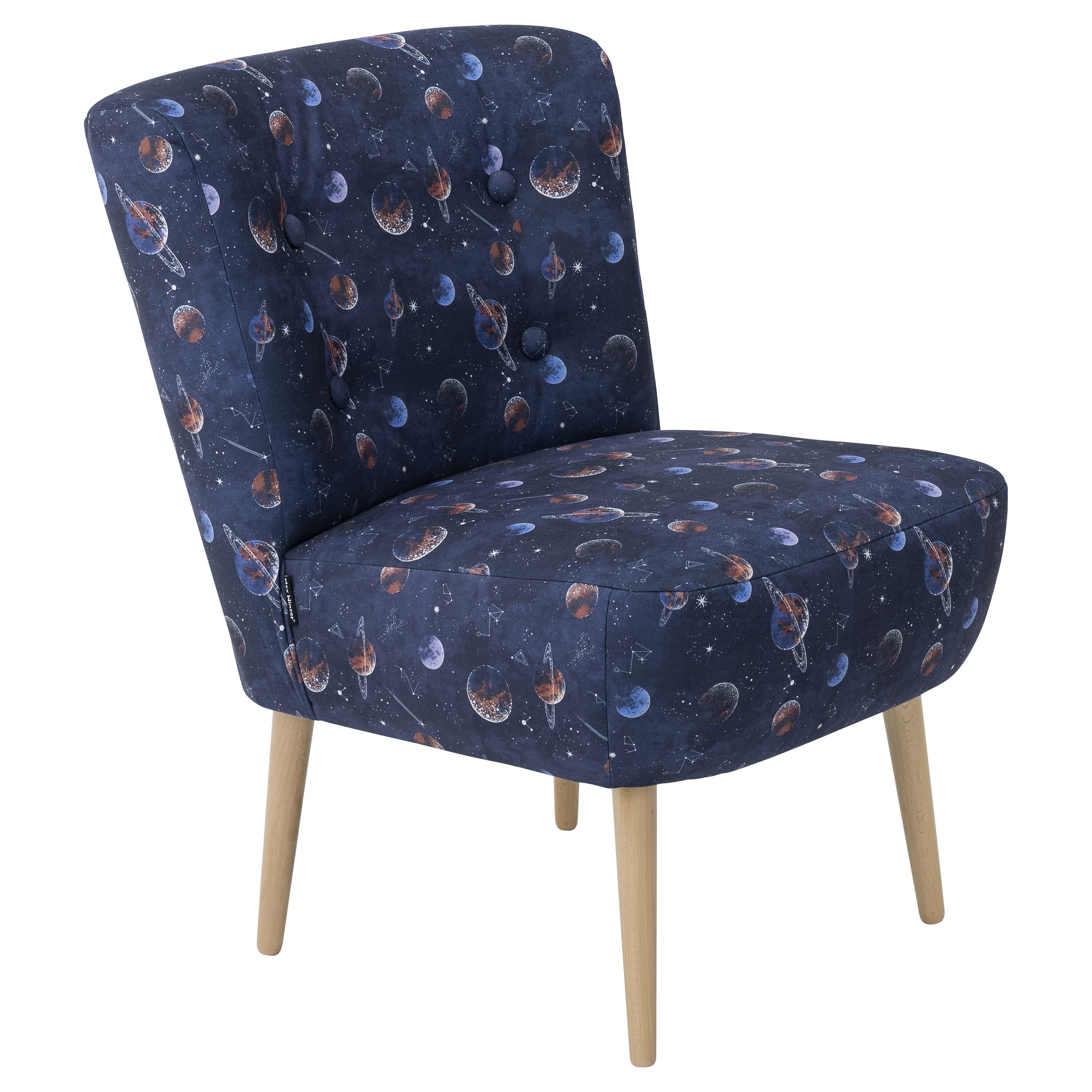 lovingHome&reg; Sessel Fiola Weltraum-Motiv Polstersessel Stuhl Relaxsessel F&uuml;&szlig;e Buche natur mittlere Sitzh&auml;rte - Bild 1