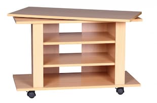 WOHNLING TV HiFi Bank Buche Fernsehtisch drehbar & rollbar 75 x 38 x 51 cm - Bild 1