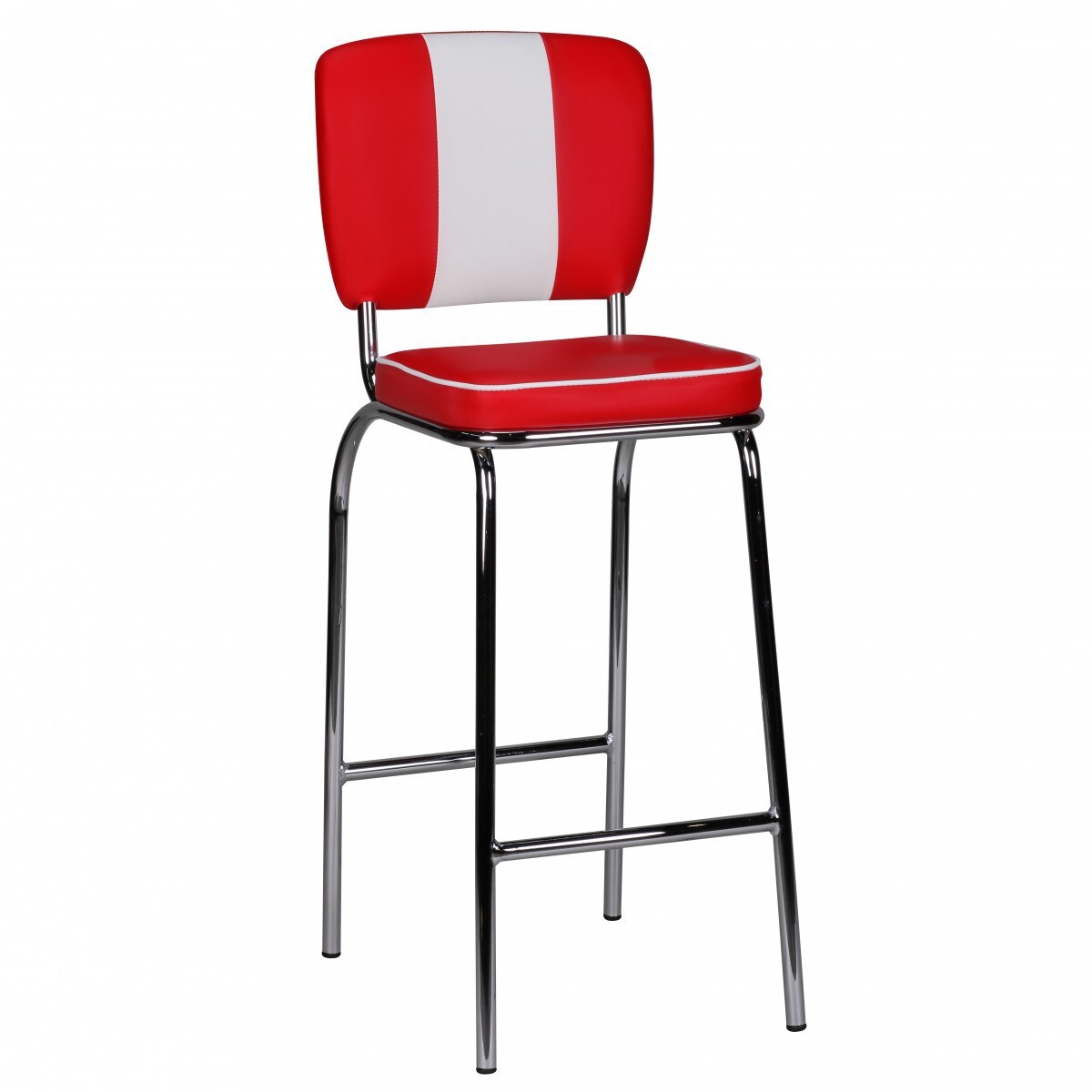 Barstuhl American Diner 50er Jahre Retro look Rot Weiß Leder Optik