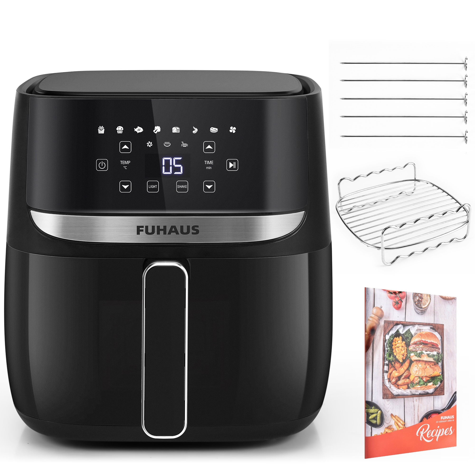 Hei&szlig;luftfritteuse 6L XXL Friteuse Heissluft ohne &Ouml;l LED-Touchscreen 1700 W - Bild 1