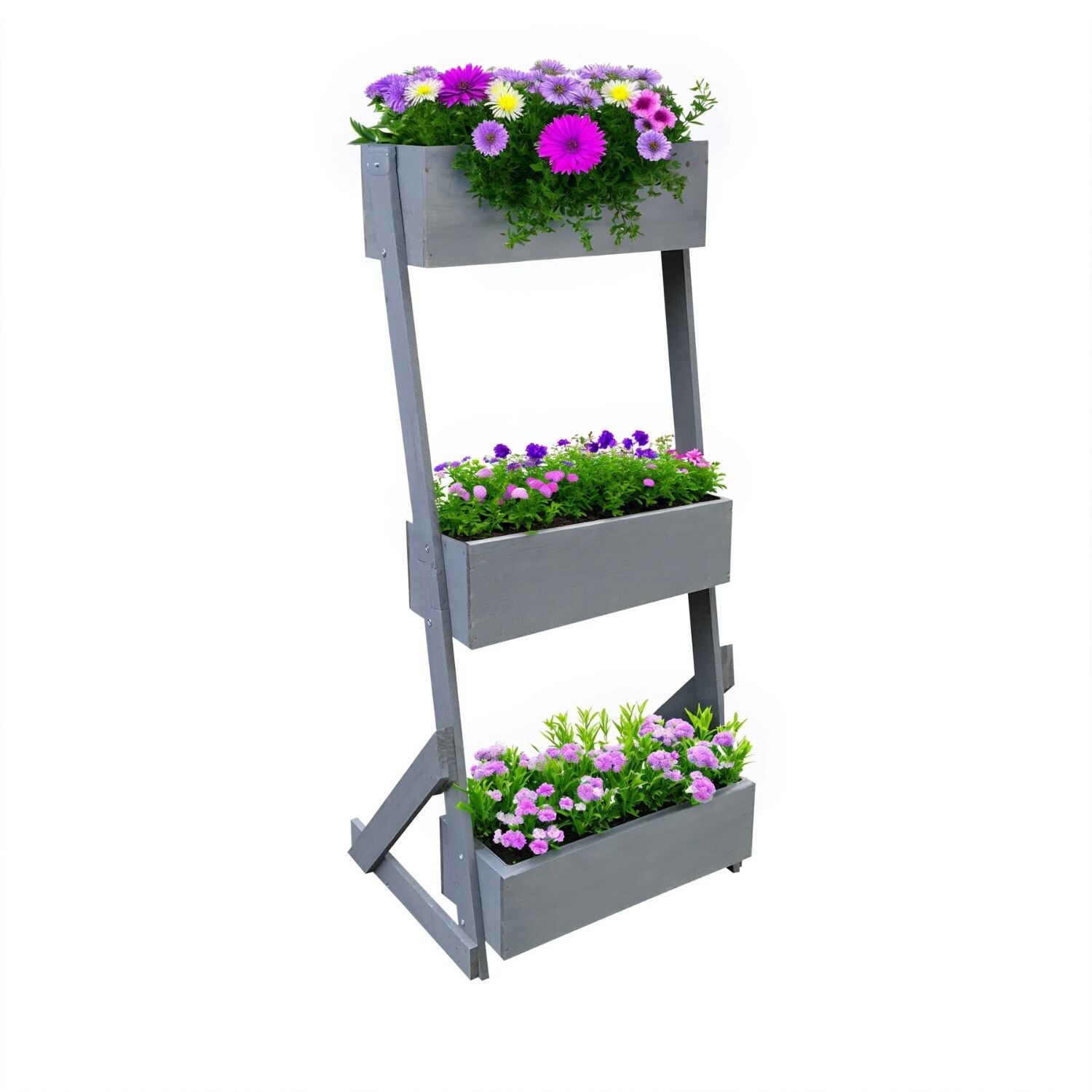 Coemo Vertikalbeet Petra aus Holz Hochbeet 3 Etagen K&auml;sten h&ouml;henverstellbar und neigbar - Bild 1