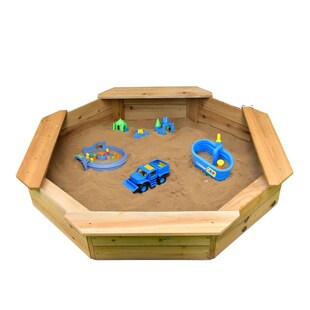 Coemo 6-eckiger Sandkasten Sally Holz inkl. Bodenplane 135x135x20 cm - Bild 1