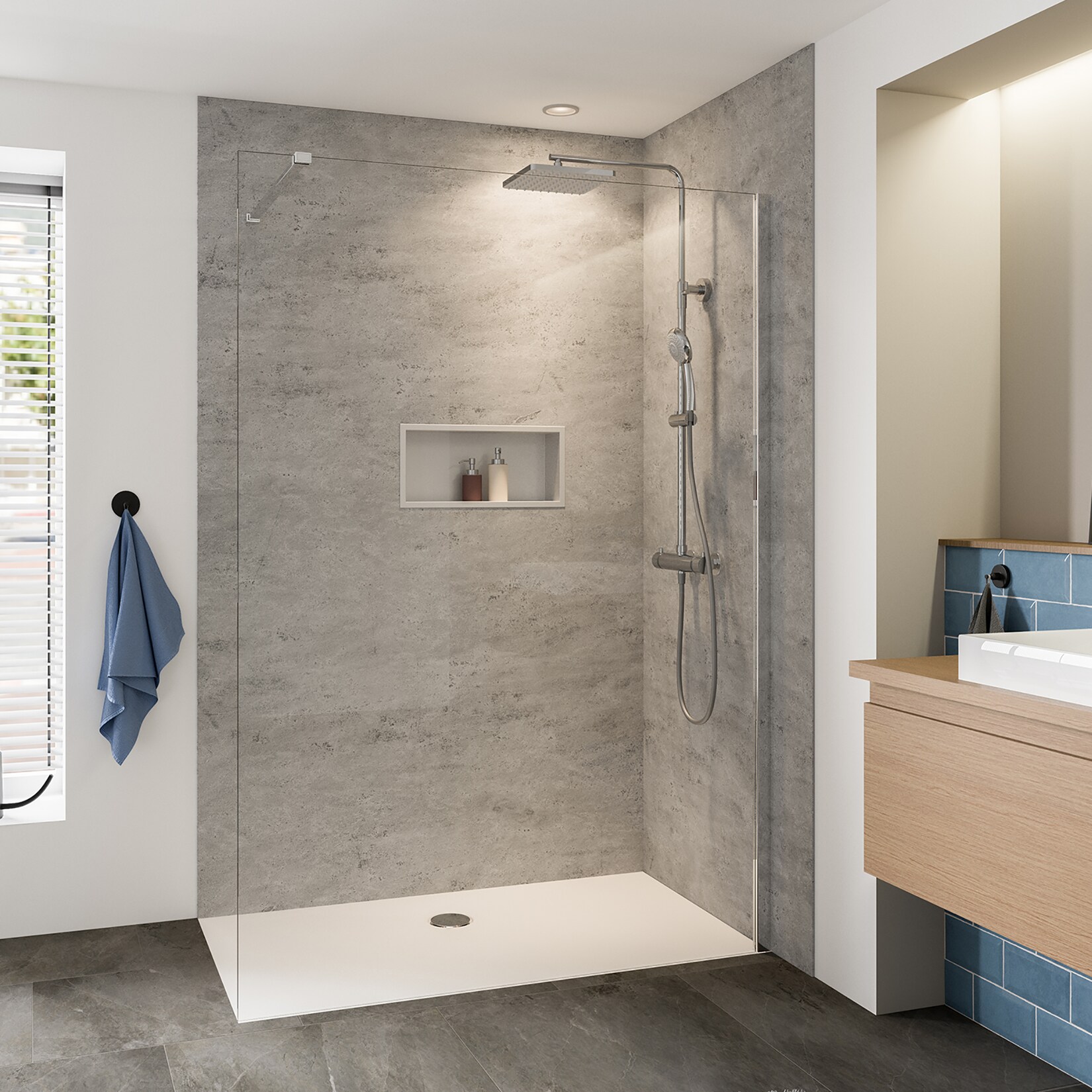 Breuer Panorama Duschwand teilgerahmt alu chromeffekt Klarglas mit CER alleinstehend 1400 | 04053758793638