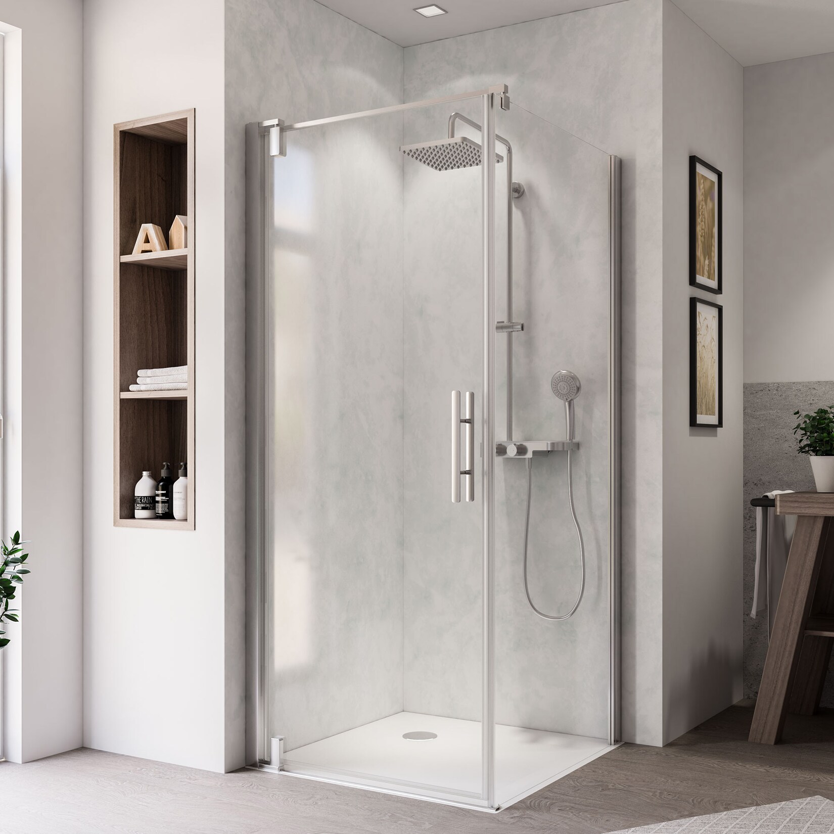 Breuer Europa Design Drehtür (Anschlag links) für Seitenwand alu chromeffekt Klarglas 900 mm | 04053758793744