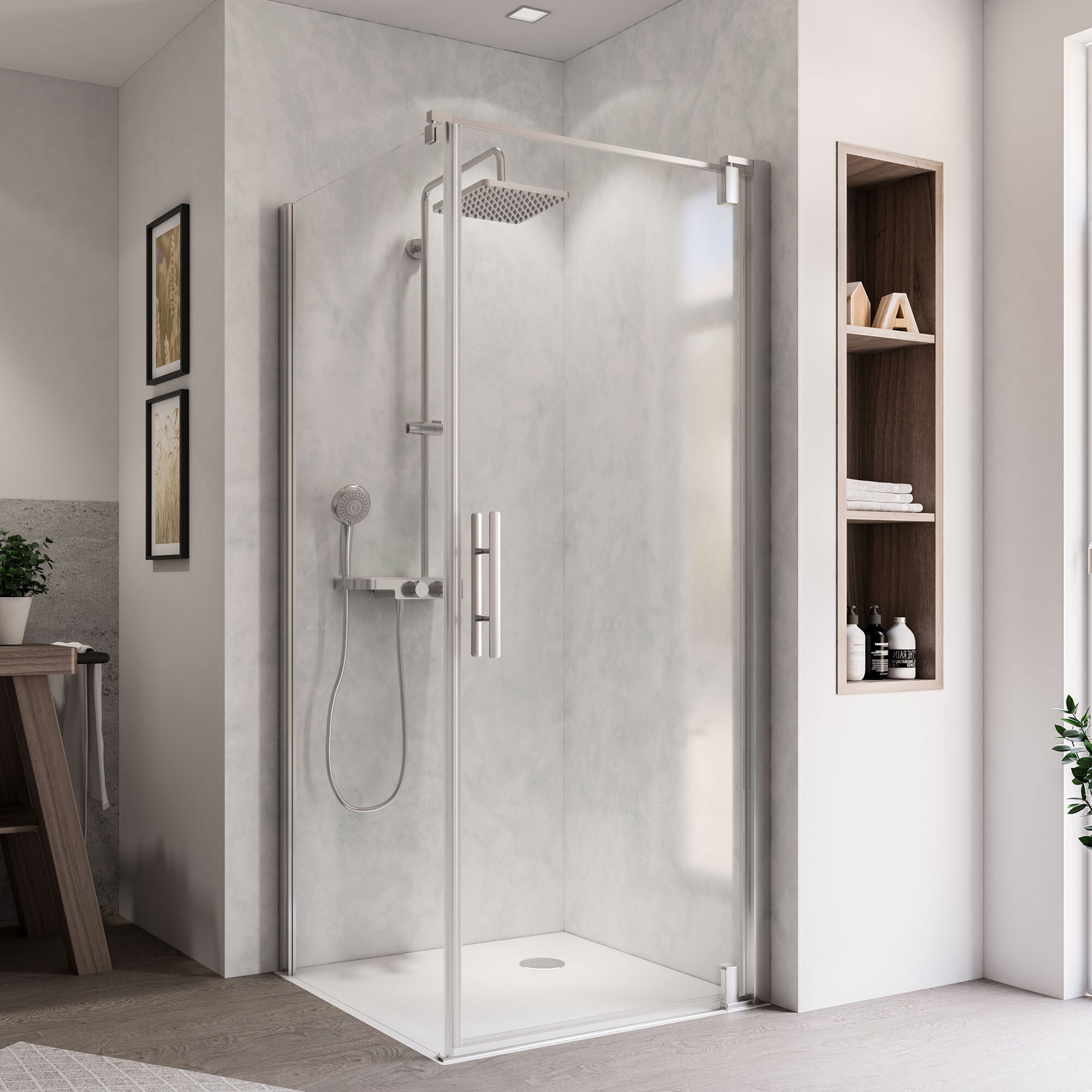 Breuer Europa Design Seitenwand (Anschlag links) f&uuml;r Dreht&uuml;r alu chromeffekt Klarglas 900 mm - Bild 1