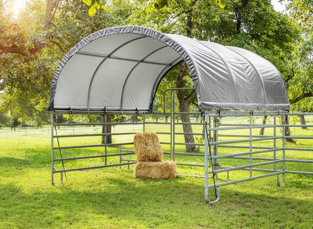 GreenYard Weidezelt-&Uuml;berdachung - ca. 360 x 360 x 160 cm  Abdeckplane Schutzh&uuml;lle mit Stahlrahmen - Bild 1