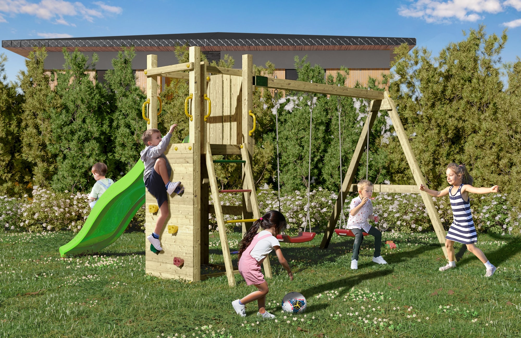 FUNGOO Spielturm FUNNY3 mit Sandkasten Rutsche und versch. Ausf&uuml;hrungen - Bild 1