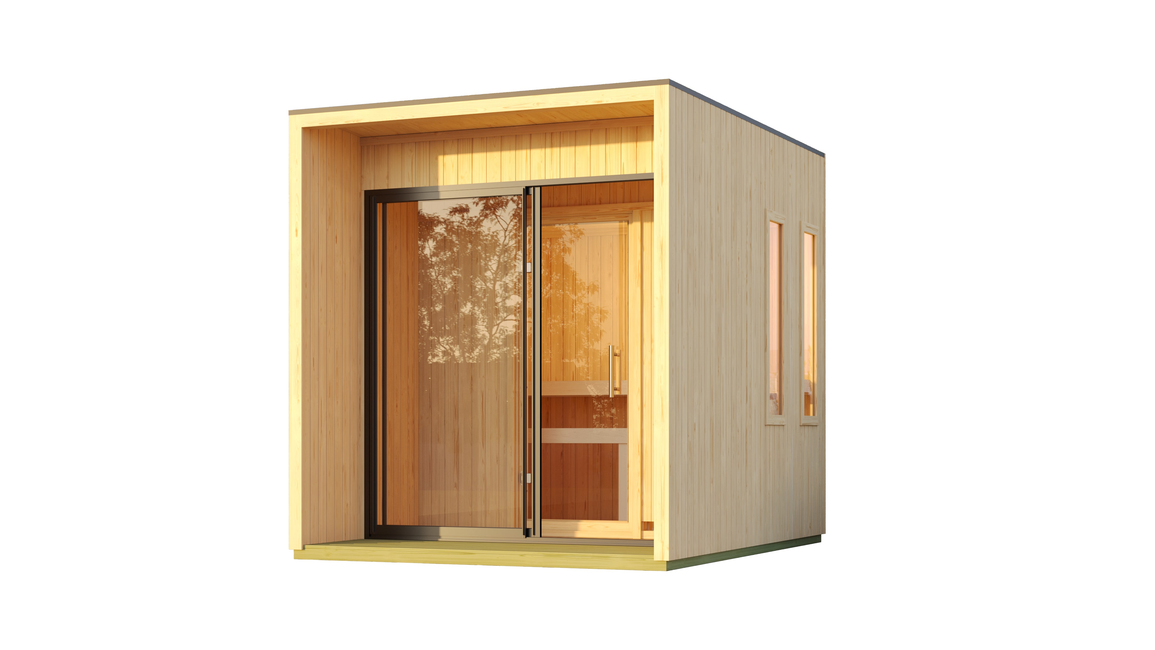 Karibu 73 mm Saunahaus Isidora inkl. Saunaofen mit eingebauter Steuerung 9 kW naturbelassen oder schwarz - Bild 1