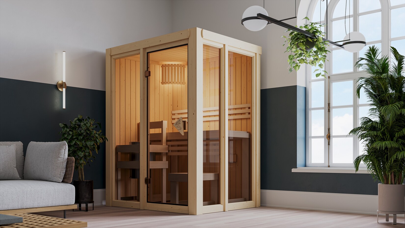 Karibu 68 mm Sauna Ida 1-3 inkl. Ofen 3,6 kW integrierte Steuerung in versch. Größen | 04010090011660