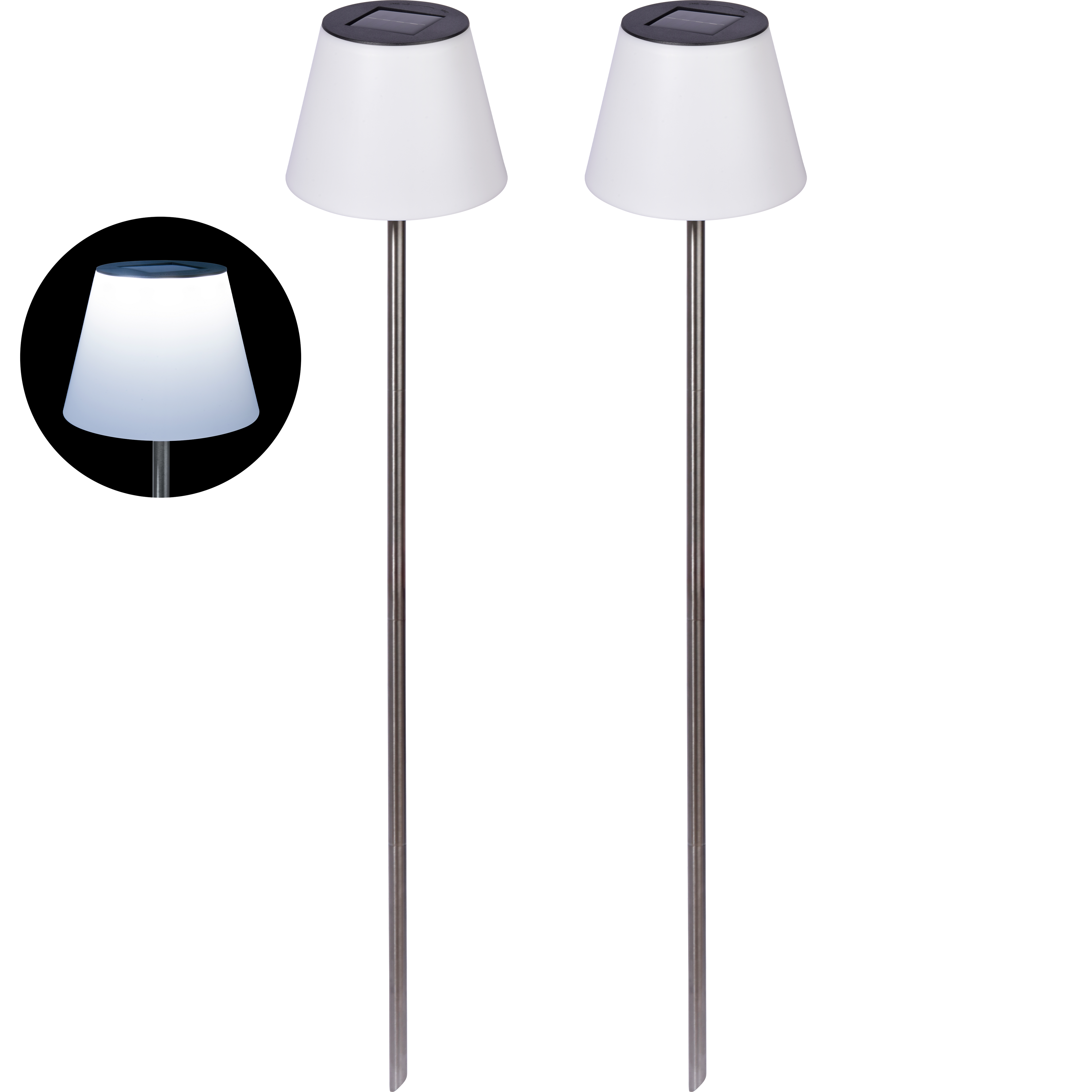 dobar Solar Standleuchte Garten 2er Set, 18x18x90 cm - Bild 1