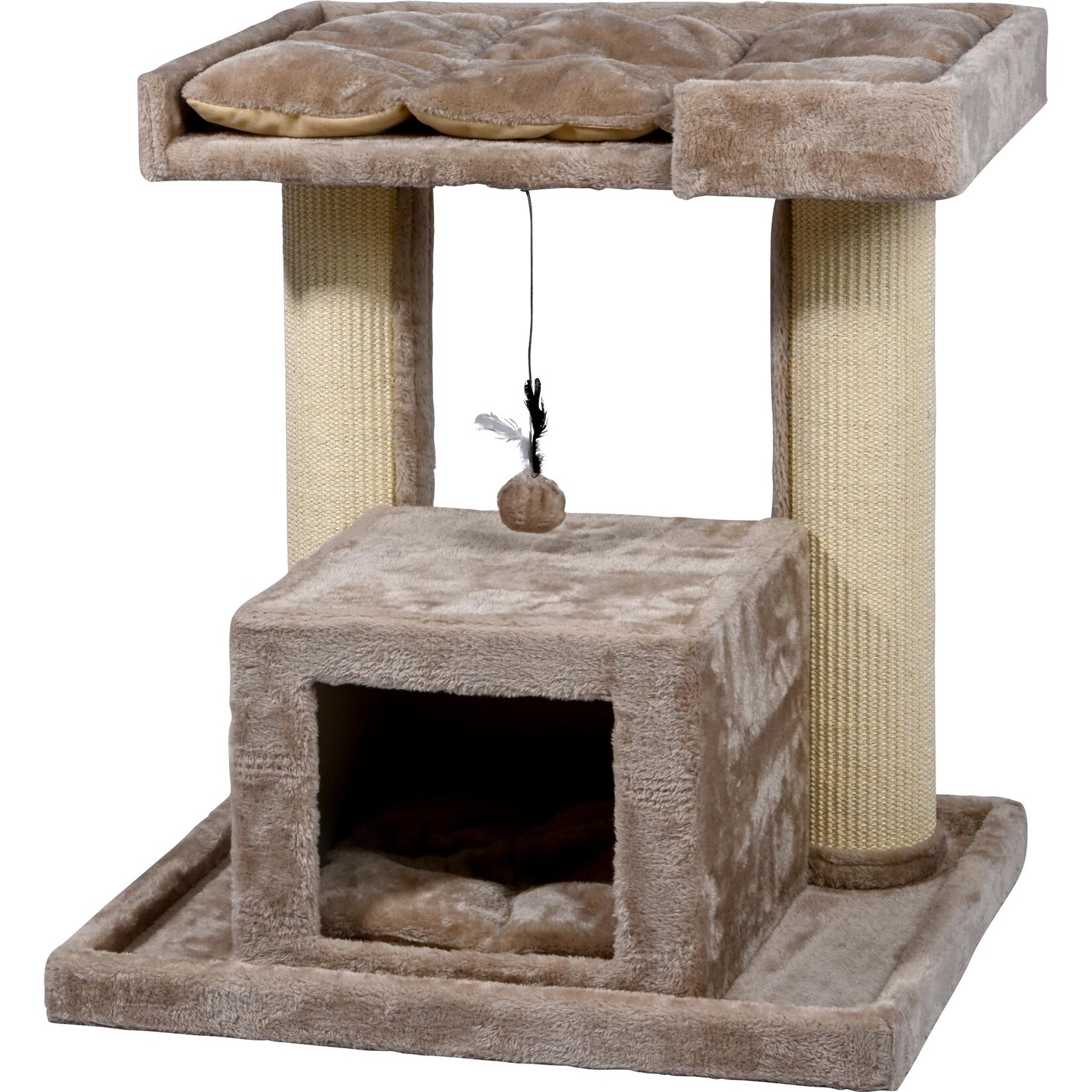 dobar Kratzbaum „Softy“ aus Holz, Maße ca.: 60 x 64 x 70 cm – Cappuccino | 04055894352601