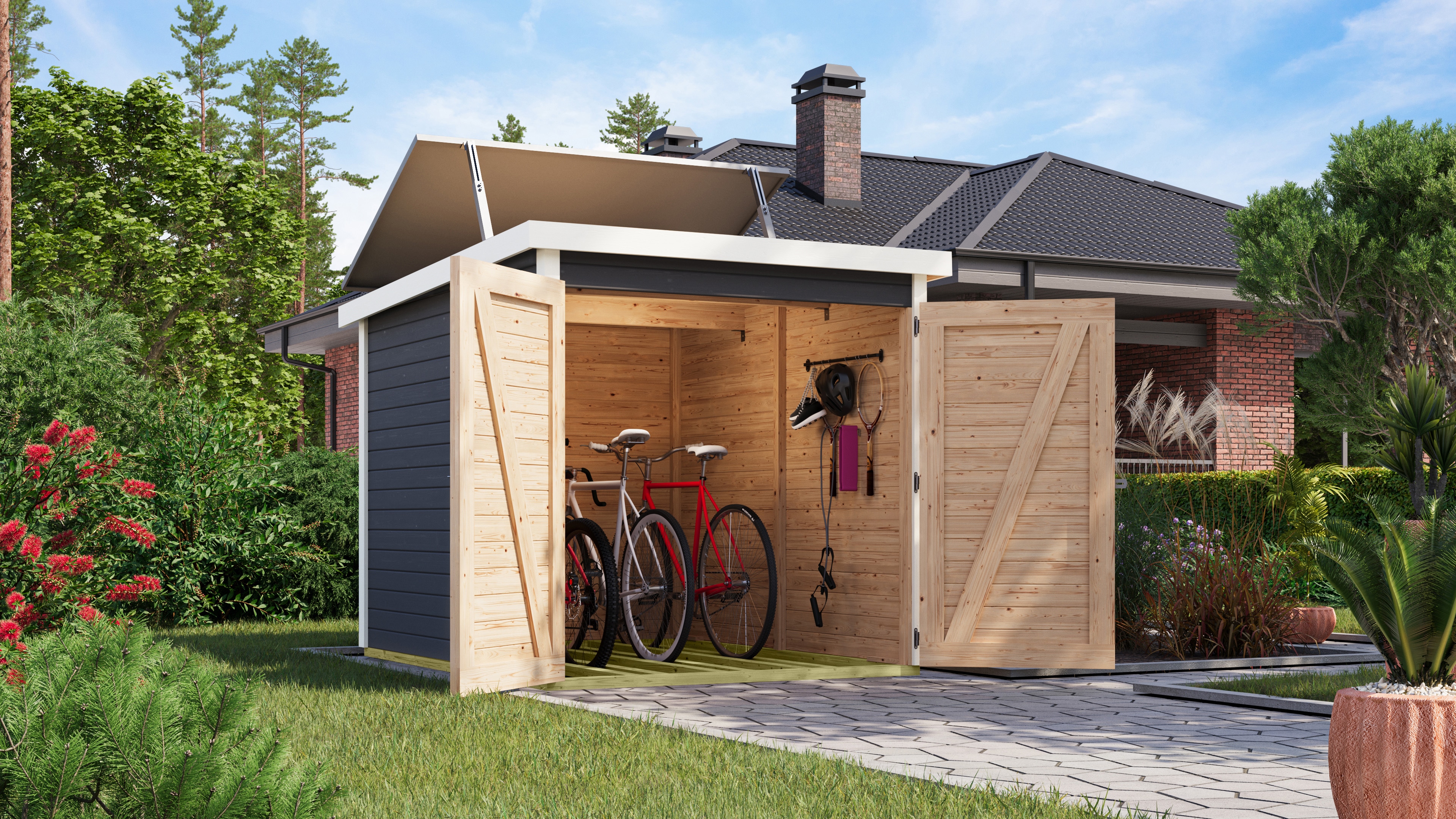 Karibu Fahrradgarage 3 Stellpl&auml;tze mit Solaranlage - Bild 1