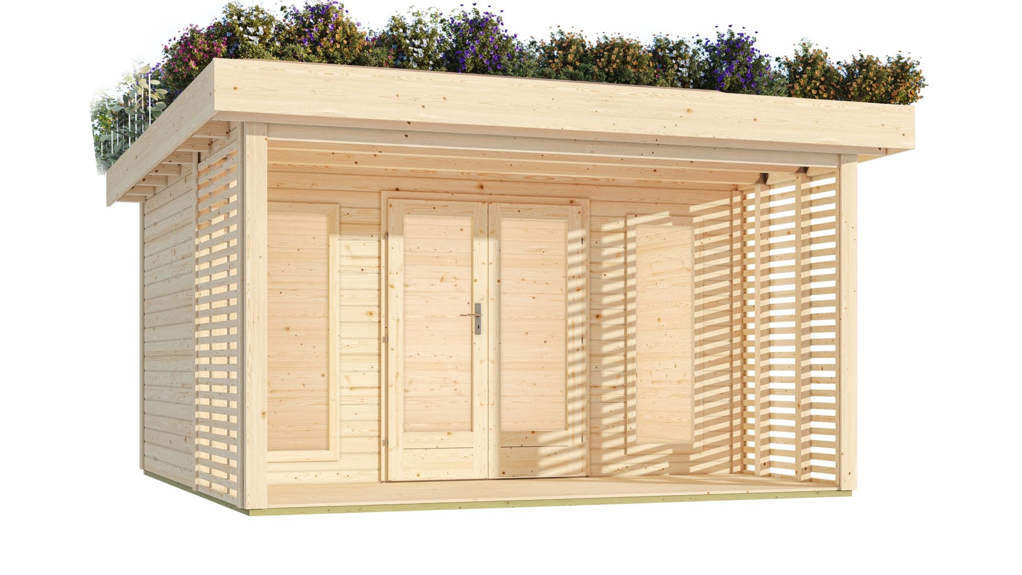 Karibu Gartenhaus Oslo Gartenhaus mit Gr&uuml;ndach &ndash; 15,72 m&sup2; nordischer Fichte 38 mm Wandst&auml;rke - Bild 1