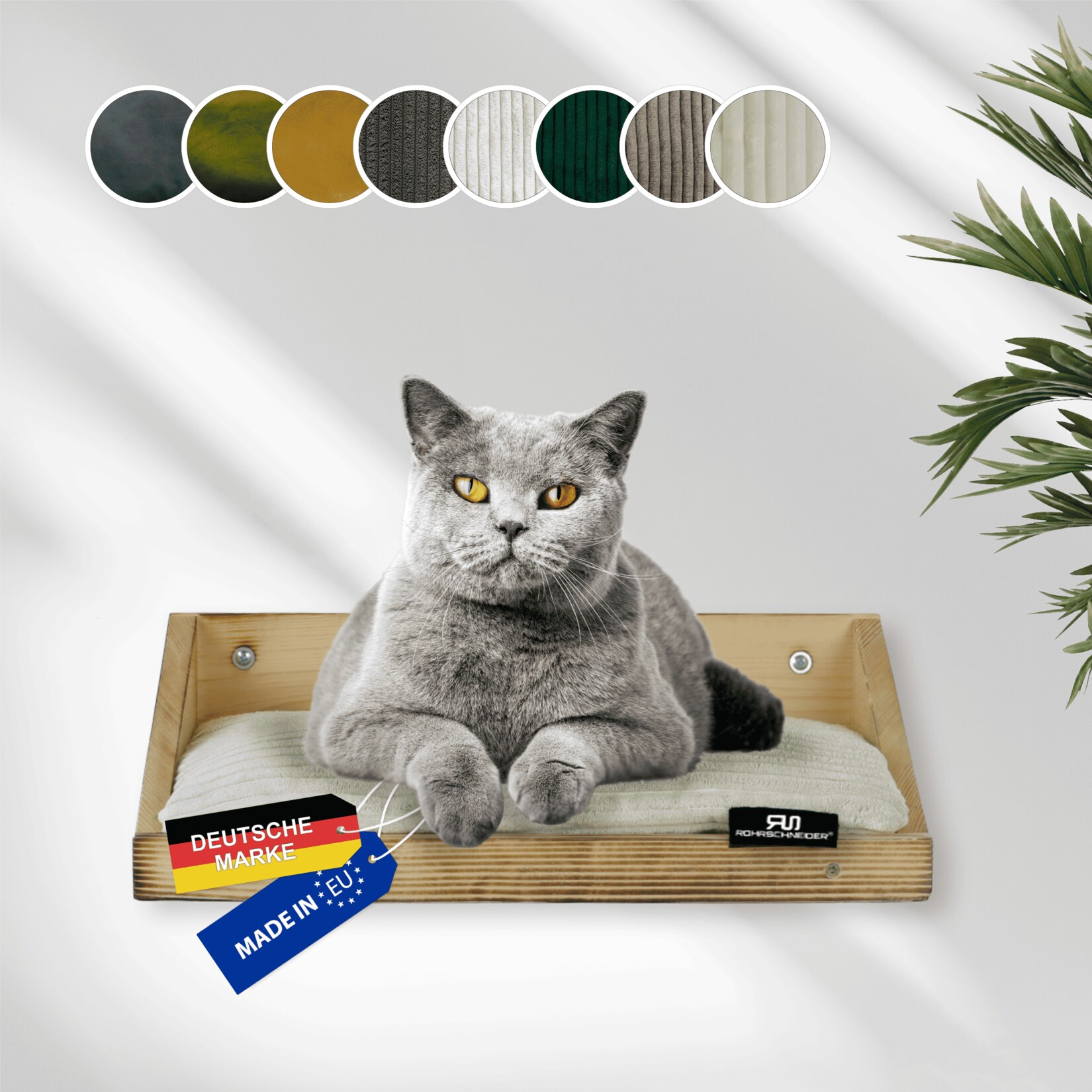 Rohrschneider Wandmulde geflammt+ Kissen mit Füllung Cord breit taupe