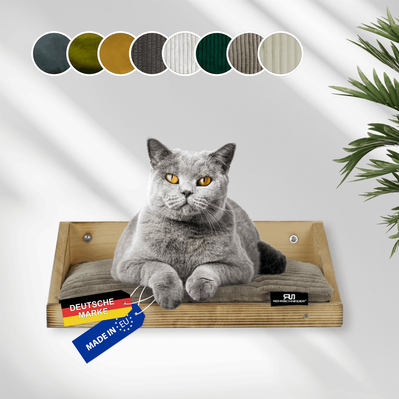 Rohrschneider Wandmulde geflammt+ Kissen mit Füllung Cord breit taupe