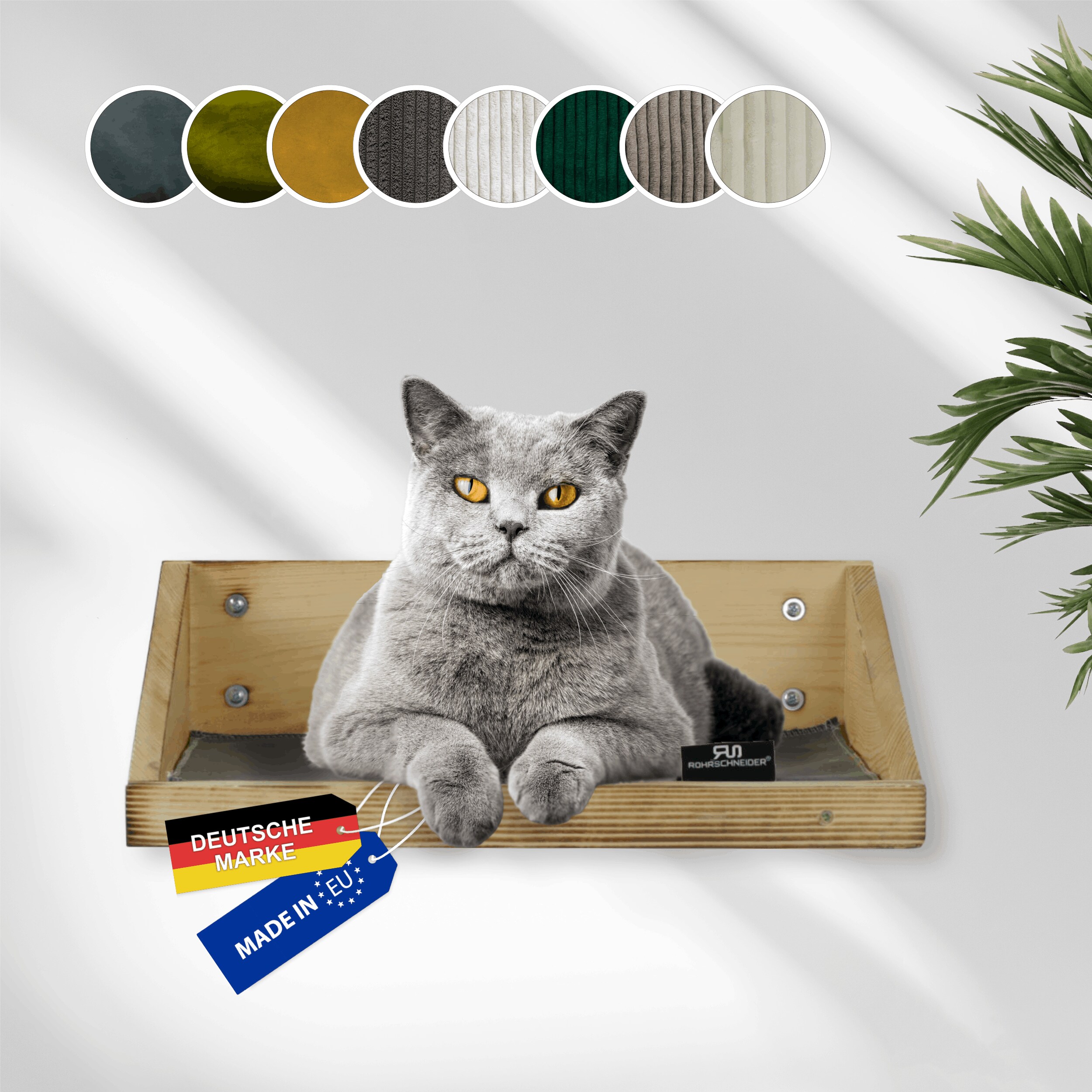 Rohrschneider Wandmulde geflammt+ Stoffeinlage Samt fresh senf - Bild 1