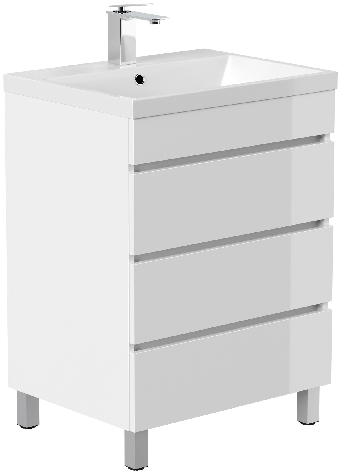 Stand Badmöbel Fellini 60 SoftClose eiche gold mit drei grifflosen Schubladen