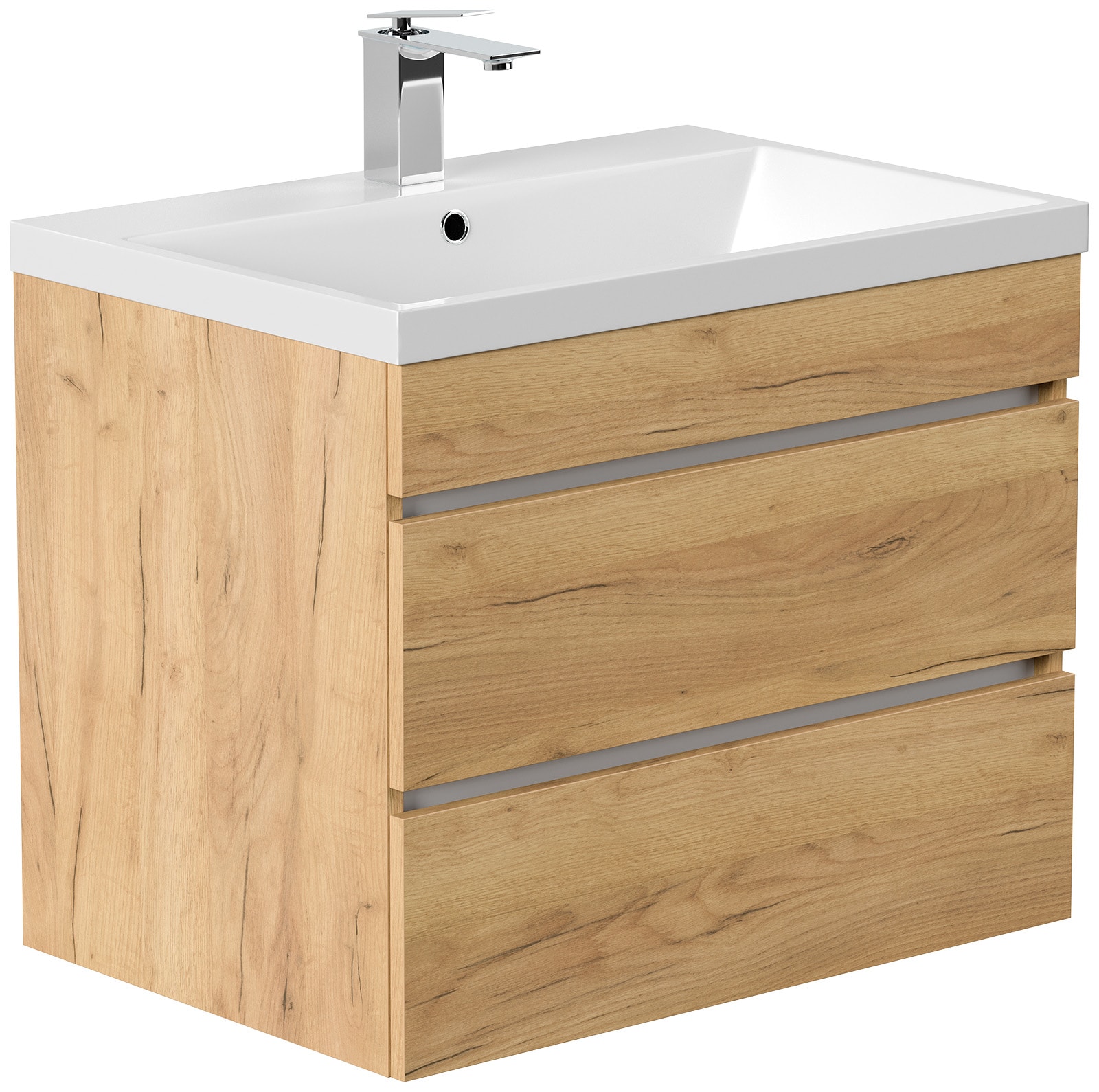 Badm&ouml;bel Fellini 70 SoftClose eiche gold mit grifflosen Schubladen - Bild 1